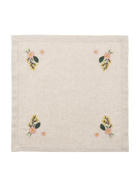 Serwetka z tkaniny Argo, 4 szt., 75% bawełna, 25% len, Beżowy, motyw kwiatowy, S 40 x D 40 cm