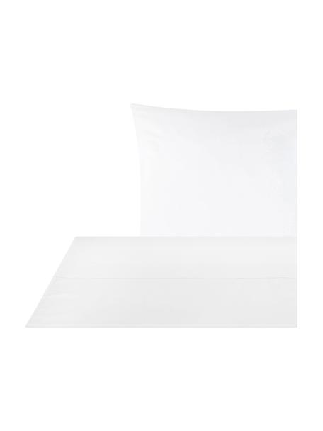 Drap plat en satin de coton blanc Comfort, Blanc, larg. 180 x long. 300 cm