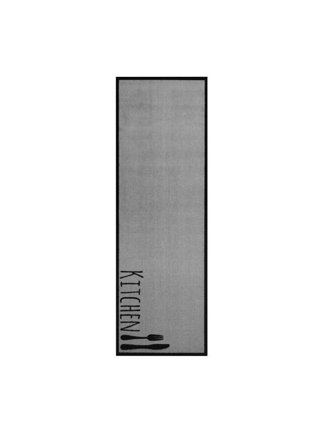Passatoia da cucina lavabile Kitchen Cultery, antiscivolo, Grigio, nero, Larg. 50 x Lung. 150 cm