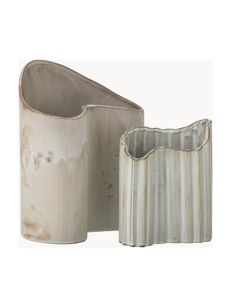 Handgefertigtes Vasen-Set Henaj aus Steingut, 2-tlg., Steingut, Beige, Set mit verschiedenen Größen