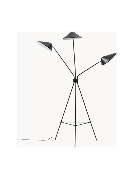 Grosse Tripod-Stehlampe Neron, Dekor: Metall, vermessingt, Schwarz, H 170 cm