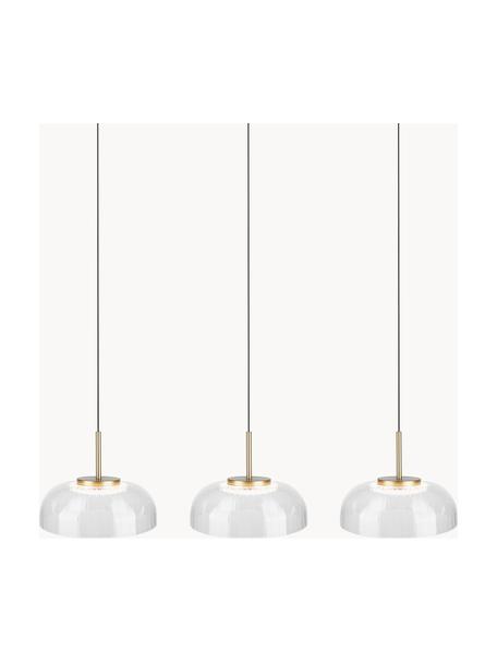 Grote LED hanglamp Vitrum, Lampenkap: acrylglas, Transparant, goudkleurig, zwart, B 80 x H 15 cm