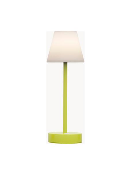 Lampada da tavolo portatile a LED dimmerabile da esterno con funzione touch Lola, Paralume: polipropilene, Base della lampada: metallo rivestito, Bianco, verde chiaro, Ø 11 x Alt. 32 cm