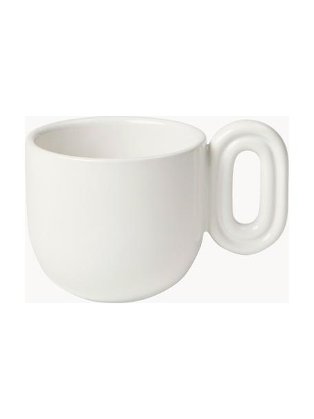 Taza de café espresso artesanal Stevns, Cerámica de gres esmaltada, Blanco Off White brillante, Ø 7 x Al 6 cm, 100 ml