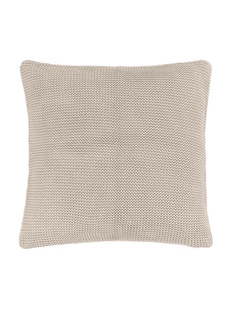 Housse de coussin en tricot de coton bio Adalyn, 100 % coton bio, certifié GOTS, Beige, larg. 40 x long. 40 cm