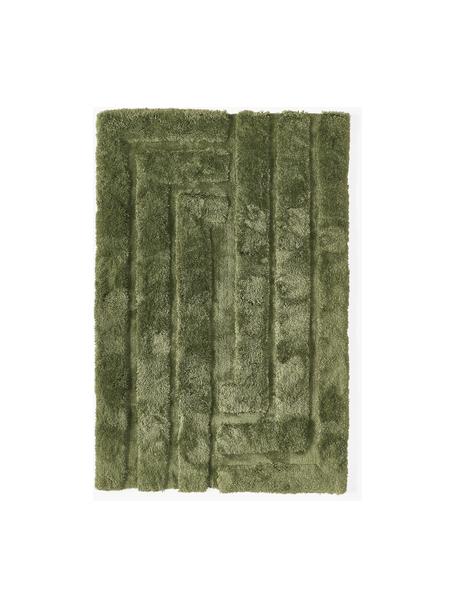 Načechraný koberec s vysokým vlasem a strukturovaným povrchem Genève, Tmavě zelená, Š 120 cm, D 180 cm (velikost S)