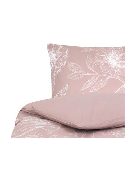 Pościel z perkalu Keno, Brudny różowy, biały, 135 x 200 cm + 1 poduszka 80 x 80 cm