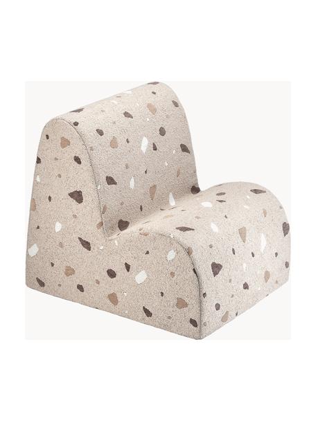 Fauteuil en bouclette pour enfants fait main Cloud, Bouclette beige, aspect terrazzo, larg. 50 x haut. 60 cm