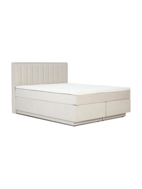 Lit à sommier tapissier avec coffre Livia, Tissu couleur crème, larg. 140 x long. 200 cm, indice de fermeté 2