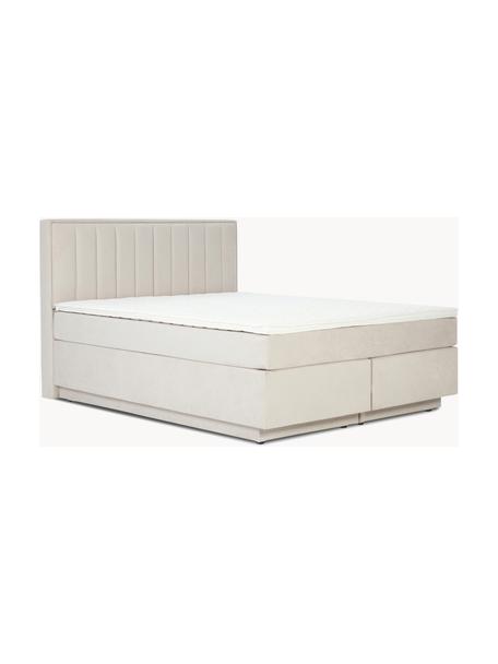 Letto boxspring con contenitore Livia, Materasso: nucleo a 5 zone di molle , Piedini: plastica, Tessuto beige chiaro, Larg. 140 x lung. 200 cm, grado di durezza H2