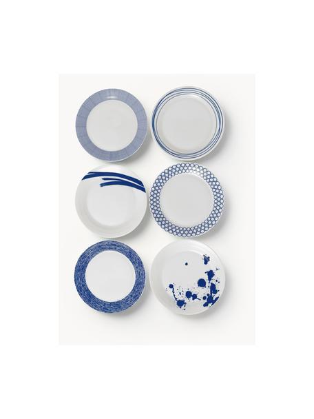 Sada mělkých porcelánových talířů Pacific Blue, 6 dílů, Porcelán, Bílá, tmavě modrá, Ø 29 cm