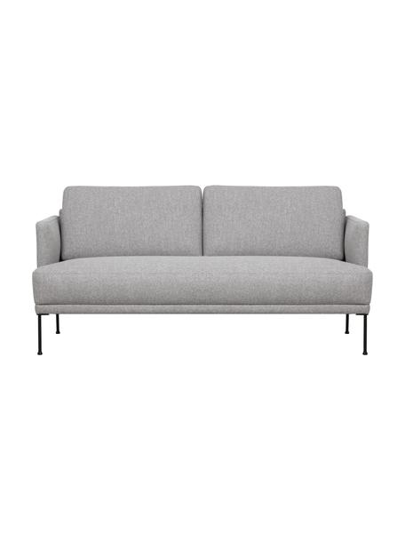 Divano 2 posti con piedini in metallo Fluente, Rivestimento: 80% poliestere, 20% ramiè, Struttura: legno di pino massiccio, Piedini: metallo verniciato a polv, Tessuto grigio chiaro, Larg. 166 x Prof. 85 cm