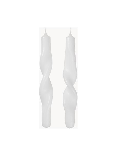 Chandelles Twist, 2 pièces, Paraffine, Blanc, haut. 23 cm