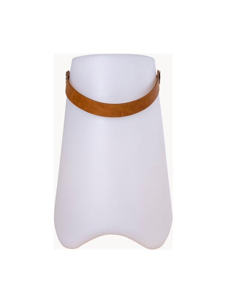 Lampada da tavolo portatile da esterno a LED con luce regolabile e funzione secchiello per ghiaccio Bristo, Lampada: polipropilene, Manico: pelle, Bianco, Ø 25 x Alt. 38 cm