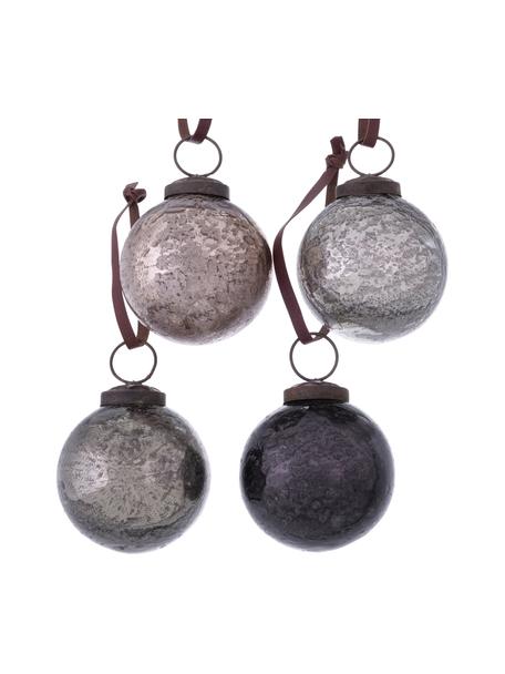 Handgemaakte kerstballenset Elmos, 8-delig, Grijstinten, taupe, Ø 6 cm