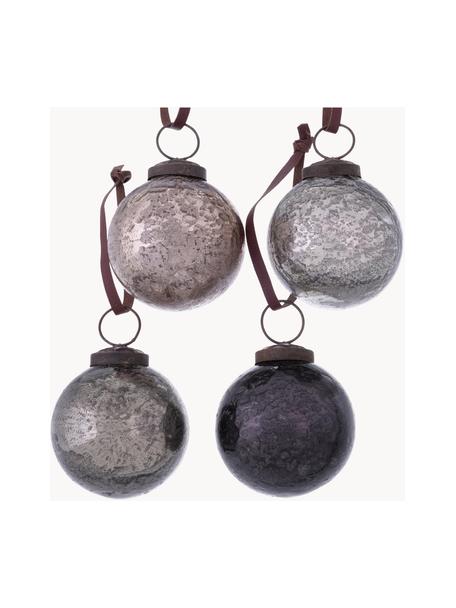 Set de bolas de Navidad artesanales Elmos, 8 uds., Tonos grises, negro, Ø 6 cm