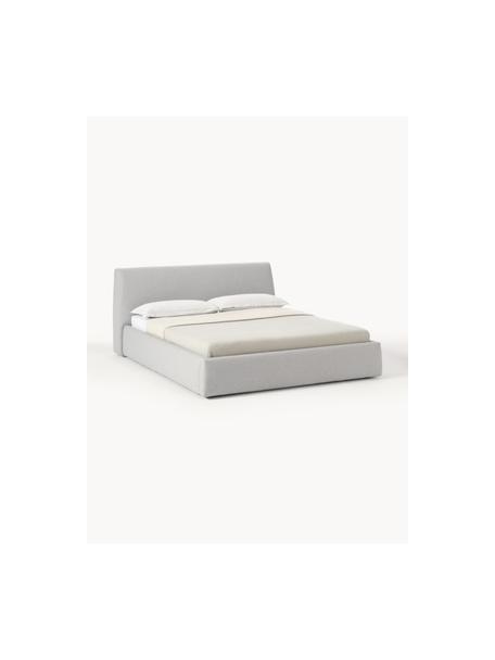 Letto imbottito con contenitore Cloud, Rivestimento: tessuto finemente struttu, Tessuto grigio chiaro, Larg. 180 x Lung. 200 cm