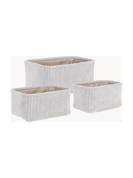 Aufbewahrungskörbe Shirley aus Samt, 3er-Set, Samt (100 % Polyester), Hellbeige, Set mit verschiedenen Größen