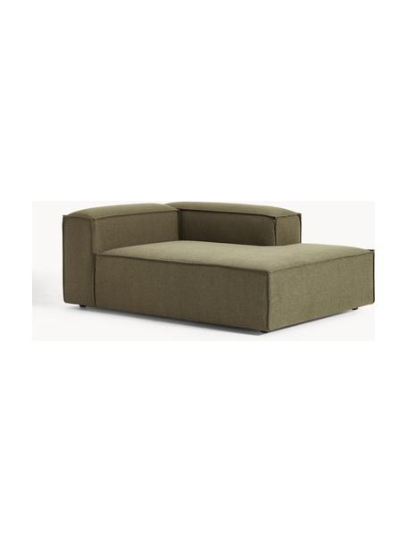 Chaise longue hoekmodule Lennon, Bekleding: 100% polyester De slijtva, Frame: massief grenenhout, multi, Poten: kunststof Dit product is , Geweven stof olijfgroen, B 119 x D 180 cm, hoekdeel links