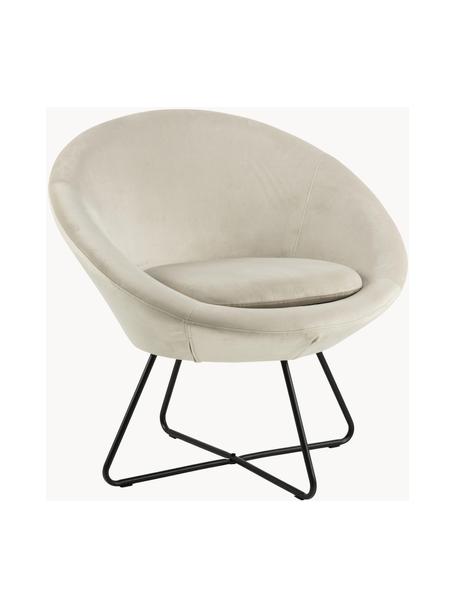 Fluwelen cocktailfauteuil Center, Bekleding: polyester fluweel Met 25., Frame: metaal, gepoedercoat, Fluweel lichtbeige, B 82 x D 71 cm