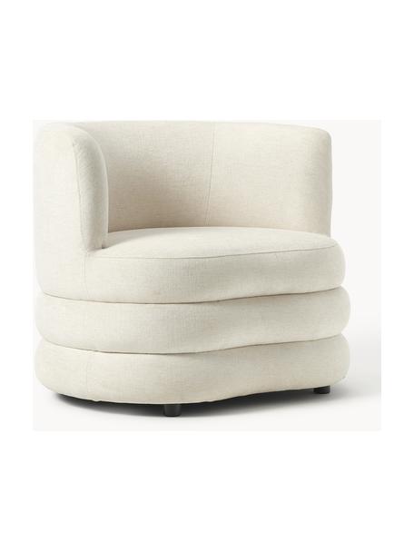 Design fauteuil Solomon, Bekleding: 56% viscose, 21% polyeste, Frame: massief sparrenhout, berk, Poten: kunststof Dit product is , Bouclé crèmewit, B 95 x D 80 cm