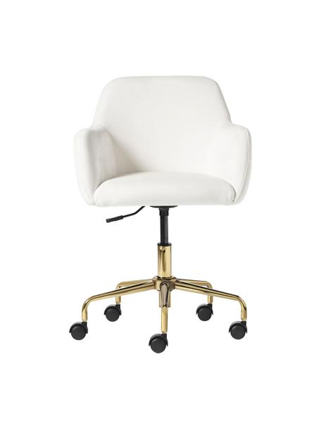 Chaise de bureau en velours blanc crème Lucie, Velours blanc crème, larg. 57 x prof. 57 cm