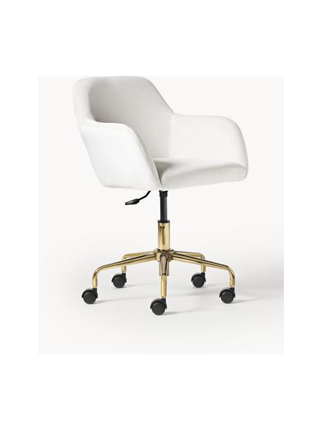 Chaise de bureau en velours Lucie, Velours blanc crème, doré, larg. 57 x prof. 57 cm