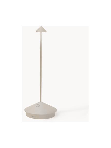 Kleine mobiele LED tafellamp Pina, dimbaar, Lamp: aluminium, gecoat, Beige, Ø 11 x H 29 cm