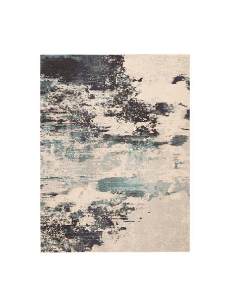 Alfombra de pelo corto de diseño Celestial, Parte superior: 100% polipropileno, Reverso: yute, Tonos beige y azules, An 240 x L 320 cm (Tamaño L)