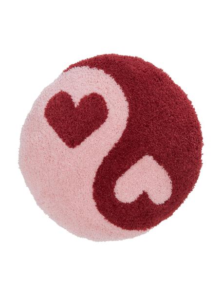 Cuscino rotondo soffice rosso/rosa Ariel, Rivestimento: 100% cotone, Rosso, rosa, Ø 35 cm