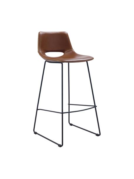Chaise de bar en cuir synthétique Zahara, 2 pièces, Brun, larg. 47 x haut. 98 cm