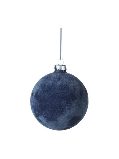 Fluwelen kerstballen Alcan Ø 10 cm, 3 stuks, Donkerblauw, Ø 10 cm