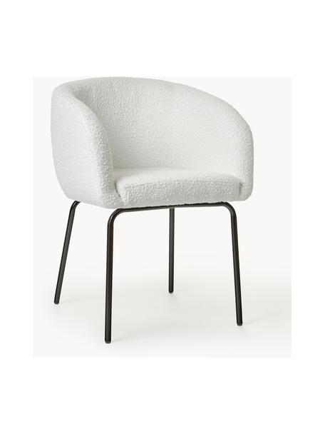 Sillas con reposabrazos en tejido bouclé Alani, 2 uds, Tapizado: 100% poliéster Alta resis, Patas: metal con pintura en polv, Bouclé blanco, An 58 x Al 78 cm