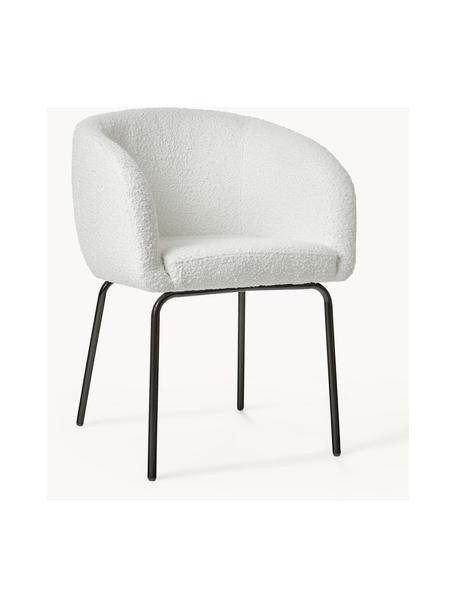 Bouclé židle s područkami Alani, 2 ks, Bílá, černá, Š 58 cm, H 58 cm