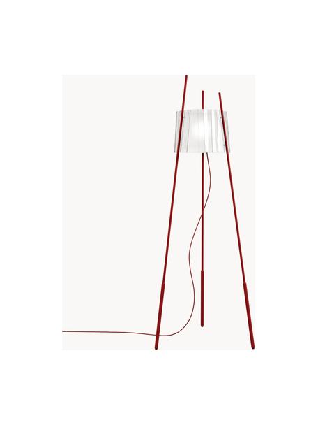 Dimbare tripod vloerlamp Tyla, mondgeblazen, Lampenkap: mondgeblazen glas, Rood, H 165 cm