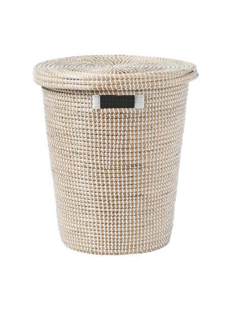 Panier de rangement en jonc de mer avec couvercle Aleya, Jonc de mer, plastique, Beige, Ø 40 x haut. 53 cm