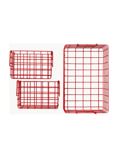 Set de cestas de metal The Baskets, 3 uds., Acero con pintura en polvo, Rojo, Set de diferentes tamaños