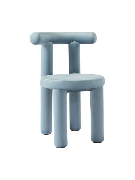 Silla tapizada en terciopelo Calan, Tapizado: 100% poliéster, Estructura: metal recubierto de espum, Terciopelo azul claro, An 55 x F 52 cm