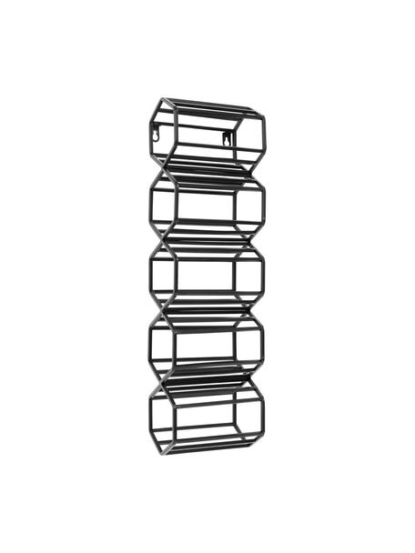 Portabottiglie da parete per 5 bottiglie Irena, Metallo rivestito, Nero, Larg. 16 x Alt. 57 cm