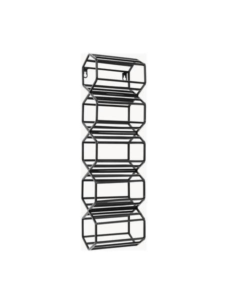 Wandwijnrek Irena voor 5 flessen, Gecoat metaal, Zwart, B 16 x H 57 cm