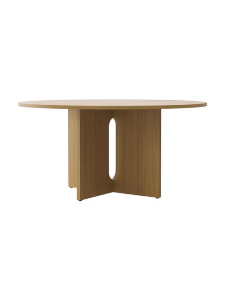 Runder Esstisch Androgyne mit Eichenfurnier, verschiedene Grössen, Mitteldichte Holzfaserplatte (MDF) mit Eichenholzfurnier, Helles Holz, Ø 120 x H 73 cm