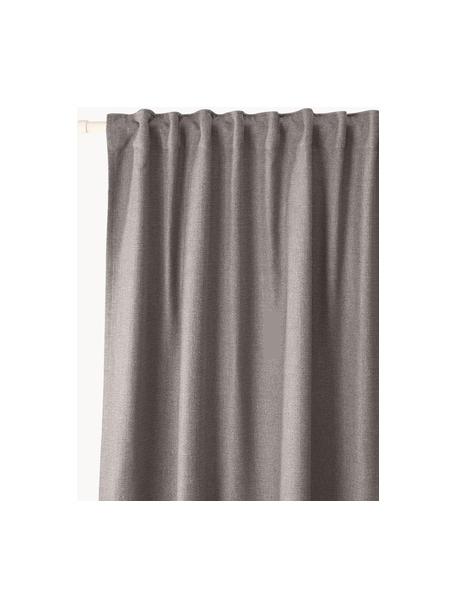 Rideaux opaques avec ruflette multiple Jensen, 2 pièces, 95 % polyester, 5 % nylon, Grège, larg. 130 x long. 260 cm