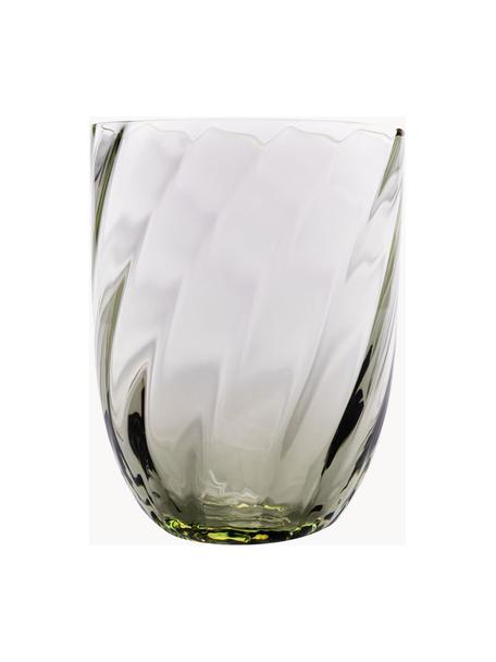 Mundgeblasene Wassergläser Swirl, 6 Stück, Glas, Olivgrün, Ø 7 x H 10 cm, 250 ml