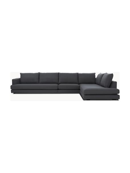 Divano angolare XL Tribeca, Rivestimento: 100% poliestere Il rivest, Struttura: legno di faggio massiccio, Piedini: legno massiccio di faggio, Tessuto antracite, Larg. 405 x Prof. 228 cm, chaise-longue a destra