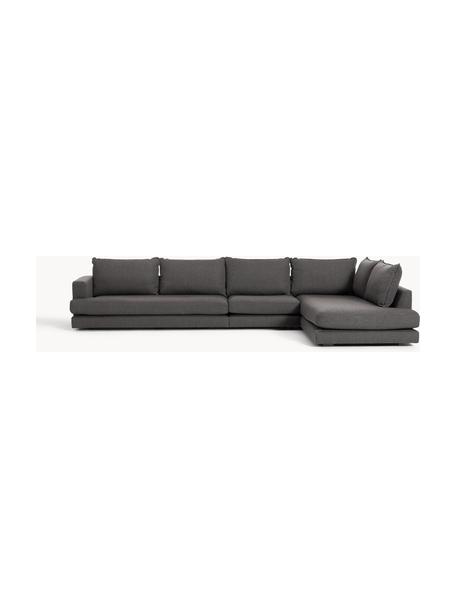 Sofa narożna XL Tribeca, Tapicerka: 100% poliester Dzięki tka, Stelaż: lite drewno sosnowe, Nogi: lite drewno sosnowe lakie, Antracytowa tkanina, S 405 x G 228 cm, prawostronna