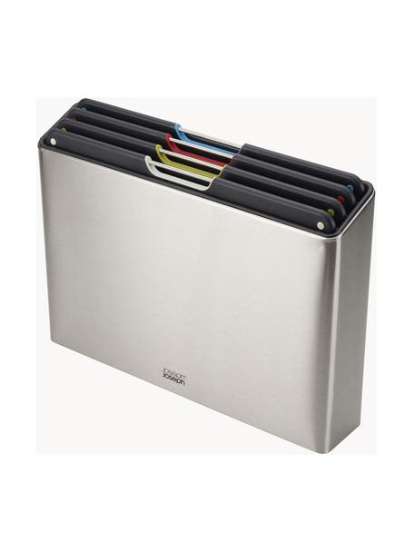 Planches à découper avec support Folio, 5 élém., Acier inoxydable, noir, larg. 34 x haut. 24 cm