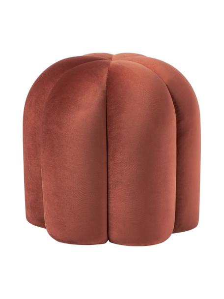 Taburete de terciopelo Cali, Tapizado: terciopelo de poliéster, Terciopelo rojo cobrizo, Ø 46 x Al 44 cm