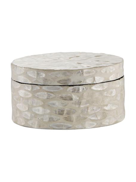 Caja artesanal Cellia, Capiz, tablero de fibras de densidad media (MDF), Beige, nácar, Ø 16 x Al 8 cm