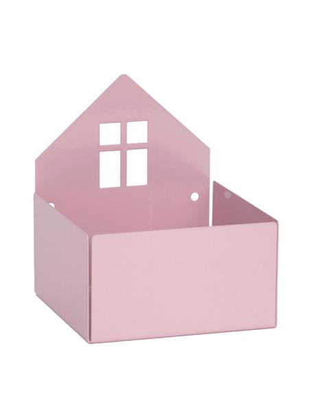 Opbergdoos Town House, Gepoedercoat metaal, Roze, B 11 x H 13 cm