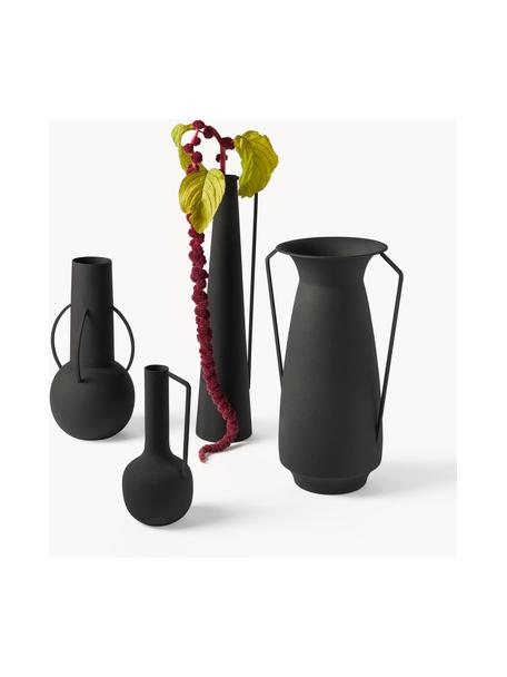 Vases design Roman, 4 pièces, Acier, enduit, Noir, Lot de différentes tailles